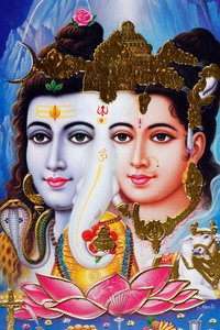 Hindu-guden Shiva og gudinden Parvathi. af . .