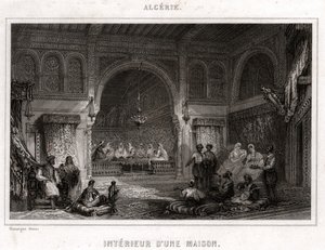 Interiør i Algeriet, omkring 1840 (gravering) af . .