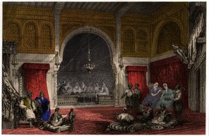 Interiør i Algeriet, omkring 1840 (gravering) af . .
