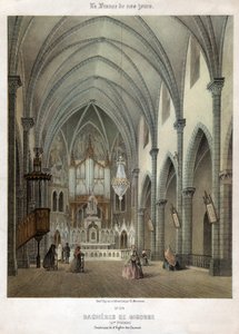 Interiør af karmelitkirken i Bagneres de Bigorre. ca. 1870 (gravering) af . .