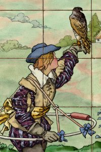 Indvendigt billede, flisepanel, maler Furcy Ernest Tondeur, udfører Boch Frères La Louvière, andet panel, detalje af . .