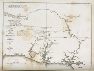 Kort over Sydney og de omkringliggende områder, Australien, ca 1798 af Frederick (attr. to) Barnard