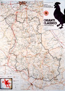 Kort over Chianti classico-området.