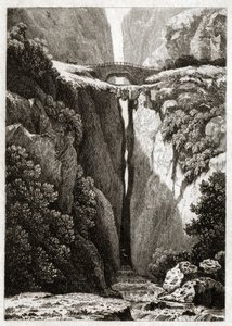 Natural Bridges of Icononzo, Colombia. ca. 1840 (gravering) af . .