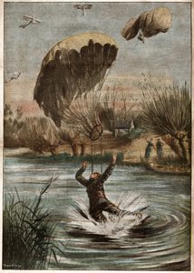 Tysk faldskærmsjæger under Første Verdenskrig. Tysk faldskærmsudspringer i Første Verdenskrig. af Ferdinand Georg Waldmuller
