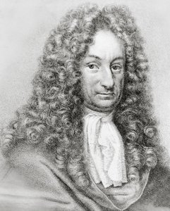 Portræt af Gottfried Wilhelm von Leibniz (1646-1716), tysk matematiker, filosof og videnskabsmand, gravering