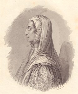 Portræt af den italienske adelskvinde Beatrice Lascaris di Tenda (1372-1418), kobberstik af G Fusinati fra portræt udgivet af Antonio Campo af William Walcutt