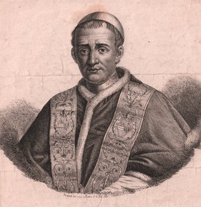 Portræt af pave Gregory XVI (1765-1846), ætsning og burin, fra live tegning, Rom, 5. februar af William Walcutt
