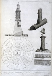 Foreløbige skitser af Smeatons Eddystone fyrtårn, c 1756 af Ferdinand Georg Waldmuller
