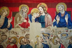 Sankt Markus museum. Tapet i uld med episoder fra Kristi lidenskab. Den sidste nadver. af . .