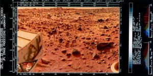 Rumfartøj, USA, Viking Nærbillede af Mars-landskabet fra Viking 1 Lander af Ferdinand Georg Waldmuller