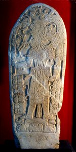 Stela 4 fra Machaquila, Peten, Guatemala, sen klassisk periode, 6. maj 820 e.Kr. (sten) af Hippolyte Lalaise Devéria