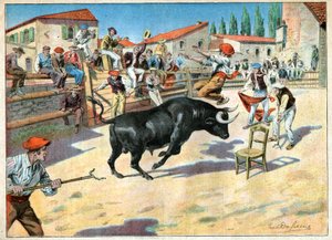 Tyre i Camargue. Tyrefægtning i Camargue. af John Pardon