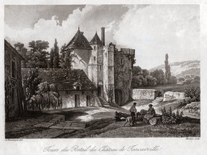 Slottet Tancarville. omkring 1840 (gravering) af . .