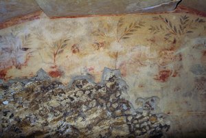 Træer, fresco, Tomb of Blue Demons, Necropolis of Tarquinia (UNESCOs verdensarvsliste, 2004), Lazio, Italien, etruskisk civilisation, 5. århundrede f.Kr. (foto)