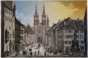 Würzburg, omkring 1830 (gravering) af . .