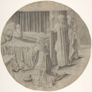 Haman tigger Esther om sit liv, 1500-midten af det 16. århundrede. af Circle of Pseudo Aert Ortkens