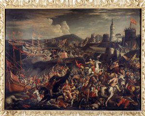 Attack of the Saracens on the Island of Malta, defended by the Knights Hospitaller in 1565dani af Italian School