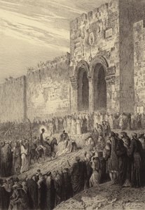 Jesus går ind i Jerusalem af after Albert Robida