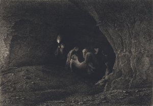 Jesus lagde sig i graven af after Albert Robida
