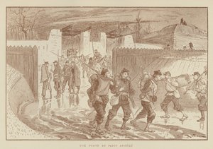 En Porte De Paris-belejring af after Albert Robida