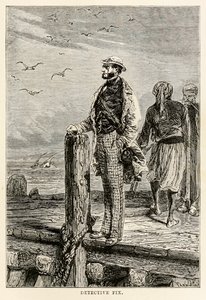 Detektiv Fix, from Around the World in Eighty Days af Jules Verne (1828-1905), indgraveret af Louis Dumont (f.1822), 1873