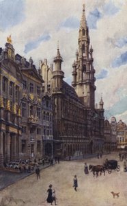 Hotel de Ville, et hjørne af Grande Place af after Amedee Forestier