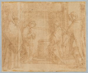 Kopi efter bebudelsen af englen til Zakarias af after Andrea del Sarto