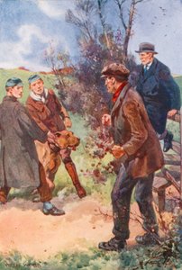 Manden trak sig tilbage med et ubehageligt grin, mens hans øjne stadig var rettet mod hunden. af after Archibald Bertram Webb
