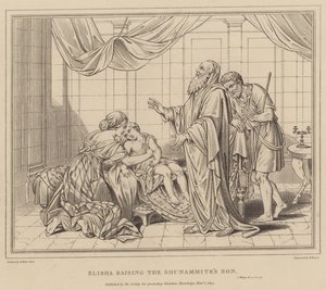 Elisa oprejser sønnen fra Shunammiterne, 2 Kongebog af after Benjamin West