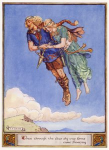 Så kom to former svævende gennem den klare himmel af after Charles Edmund Brock