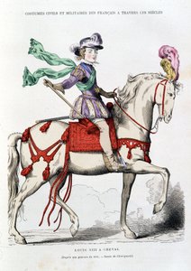 Ludvig XIII til hest efter et stik fra 1615 - Tegning af Chevignard. af after Chevignard