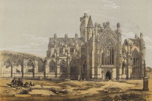 Melrose Abbey, fra syd (chromolitho)