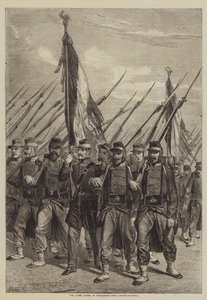 Flagene båret i Procession af after Denis Auguste Marie Raffet