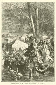 Et festmåltid ved Genevesøen, Mademoiselle de Scudery af after Emile Antoine Bayard