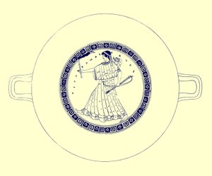 Artemis med bue, pil og fakkel, illustration fra græske vasemalerier af J. E. Harrison og D. S. MacColl, udgivet 1894 (digitalt forbedret billede)