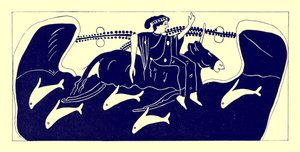 Europa og Tyren, illustration fra græske vasemalerier af J. E. Harrison og D. S. MacColl, udgivet 1894 (digitalt forbedret billede) af after English School