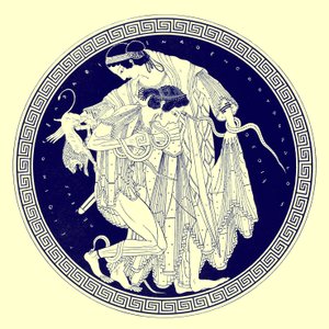 Peleus og Thetis, illustration fra græske vasemalerier af J. E. Harrison og D. S. MacColl, udgivet 1894 (digitalt forbedret billede)