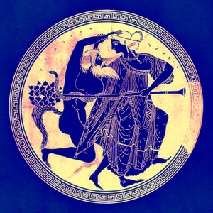 Satyr og Maenad, illustration fra græske vasemalerier af J. E. Harrison og D. S. MacColl, udgivet 1894 (digitalt forbedret billede) af after English School