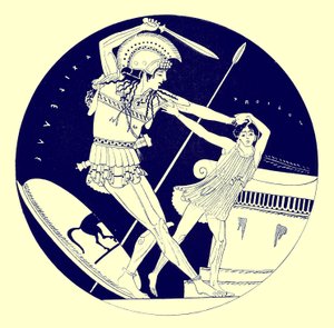 The Death of Troilos, illustration fra græske vasemalerier af J. E. Harrison og D. S. MacColl, udgivet 1894 (digitalt forbedret billede)