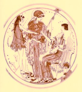 Theseus and Amphitrite, illustration fra græske vasemalerier af J. E. Harrison og D. S. MacColl, udgivet 1894 (digitalt forbedret billede) af after English School