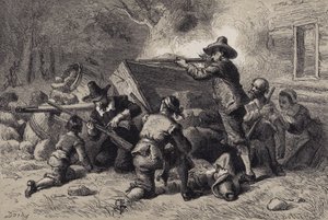 Virginians forsvarer sig mod indianere af after Felix Octavius Carr Darley