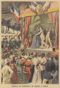 Teater for de franske marinesoldater i Dakar, Senegal af after Frederic Theodore Lix