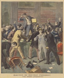 Ustyrlige scener, hvor franske parlamentarikere diskuterer valget af en ny præsident af after Frederic Theodore Lix