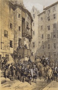 West Bow, Edinburgh (chromolitho) af after George Cattermole