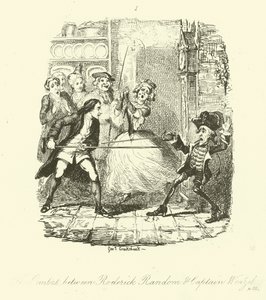 Illustration til Roderick Random af Tobias Smollett af after George Cruikshank