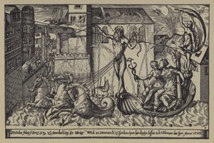 Fyrværkeri på slottet til markgreven af Brandenburg ved Colln ved floden Spree i anledning af besøget af kong Christian IV af Danmark, 10. oktober 1595