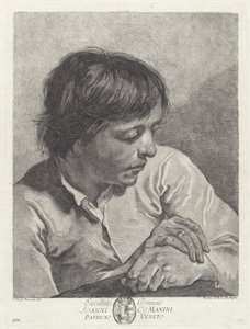 En ung mand med krydsede hænder af after Giovanni Battista Piazzetta Pietro Scattaglia and Innocente Alessandri