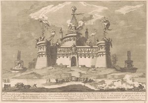 Seconda Macchina for Chinea af 1757: Fæstningen i Cockaigne af after Giuseppe Palazzi Giuseppe Pozzi after Paolo Posi