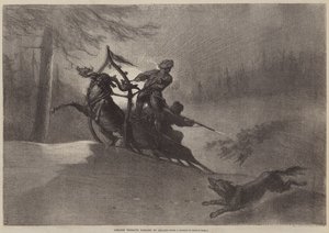 Laplandske bønder forfulgt af ulve af Gustave after Dore